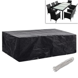 vidaXL Funda de muebles de jardín 2 uds set ratán 8 personas 10 ojales