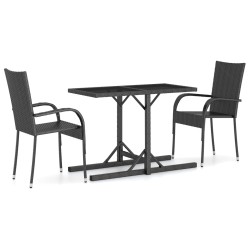 vidaXL Juego de comedor para jardín 3 piezas negro