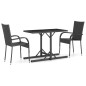 vidaXL Juego de comedor para jardín 3 piezas negro vidaXL Juego de comedor para jardín 3 piezas negro