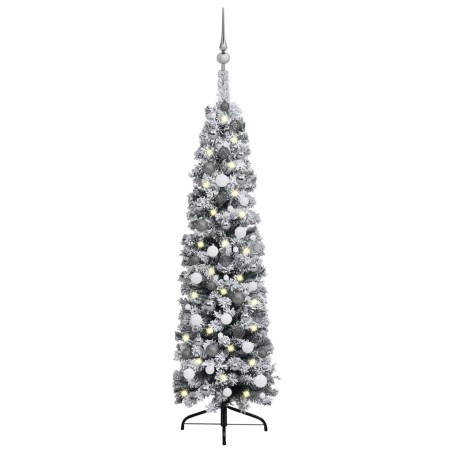 vidaXL Árbol de Navidad preiluminado con luces y bolas verde 150 cm