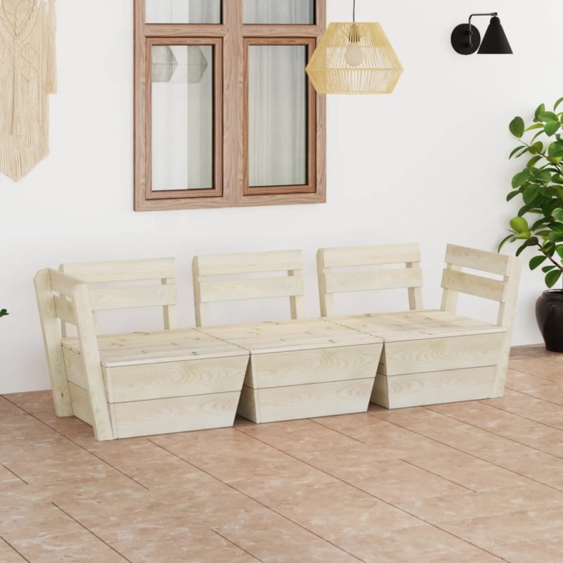 vidaXL Sofá de palés para jardín 3 plazas madera de abeto impregnada vidaXL Sofá de palés para jardín 3 plazas madera de abeto impregnada