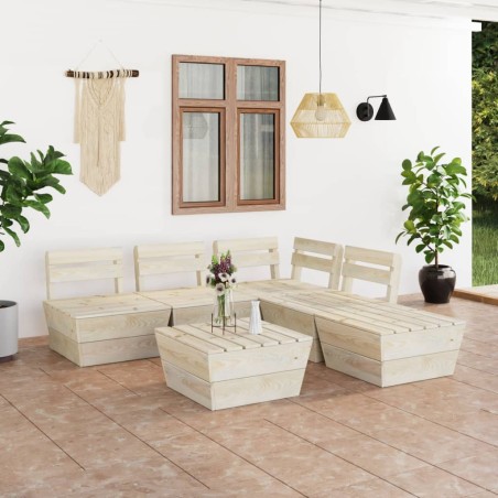 vidaXL Muebles de palets para jardín 6 pzas madera de abeto impregnada