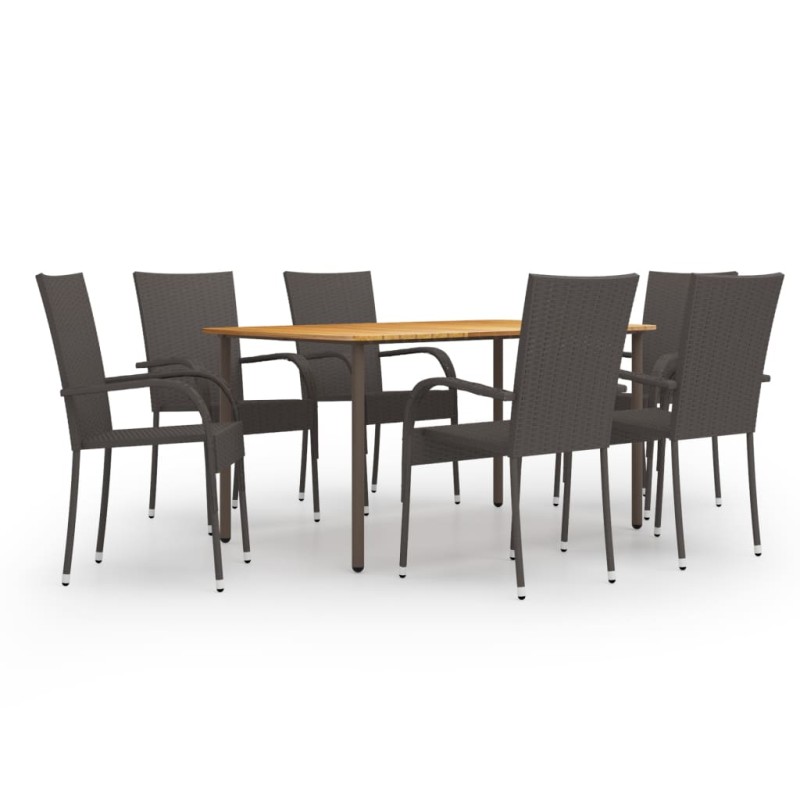 vidaXL Set de muebles de comedor de jardín 7 piezas de ratán marrón vidaXL Set de muebles de comedor de jardín 7 piezas de ratán marrón