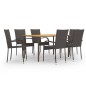 vidaXL Set de muebles de comedor de jardín 7 piezas de ratán marrón vidaXL Set de muebles de comedor de jardín 7 piezas de ratán marrón