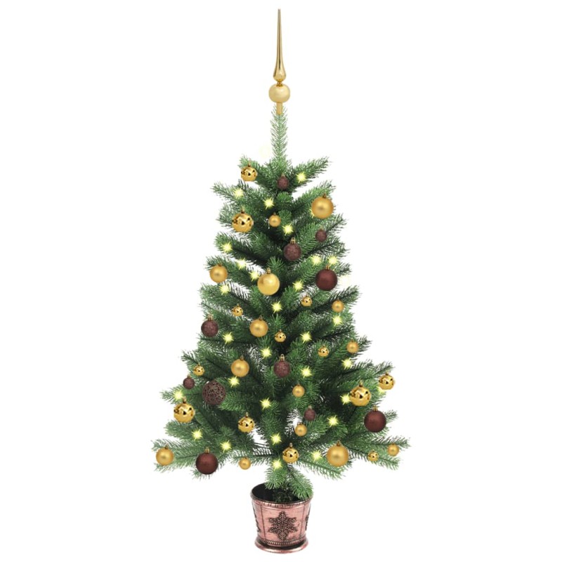 vidaXL Árbol de Navidad artificial con luces y bolas verde 90 cm vidaXL Árbol de Navidad artificial con luces y bolas verde 90 cm