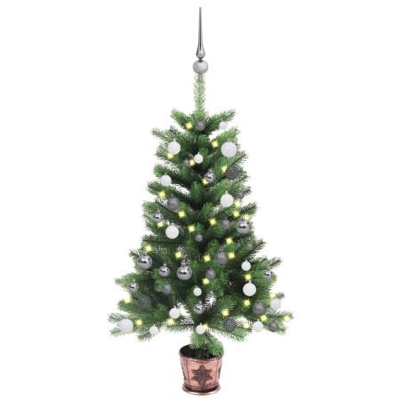 vidaXL Árbol de Navidad artificial con luces y bolas verde 90 cm