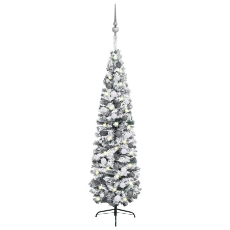 vidaXL Árbol de Navidad preiluminado con luces y bolas verde 210 cm