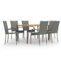 vidaXL Set de muebles de comedor de jardín 7 piezas de ratán PE gris vidaXL Set de muebles de comedor de jardín 7 piezas de ratán PE gris