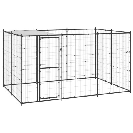vidaXL Perrera de exterior de acero con techo 7,26 m²
