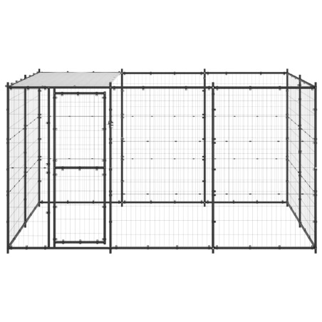 vidaXL Perrera de exterior de acero con techo 7,26 m²