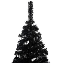 vidaXL Árbol de Navidad preiluminado con luces y bolas negro 210 cm
