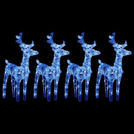 vidaXL Renos de Navidad 4 unidades 160 LED azul acrílico