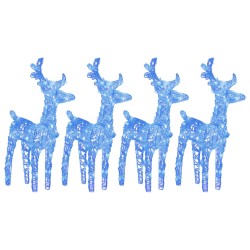 vidaXL Renos de Navidad 4 unidades 160 LED azul acrílico