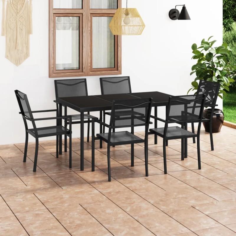 vidaXL Juego de comedor para jardín 7 piezas acero vidaXL Juego de comedor para jardín 7 piezas acero