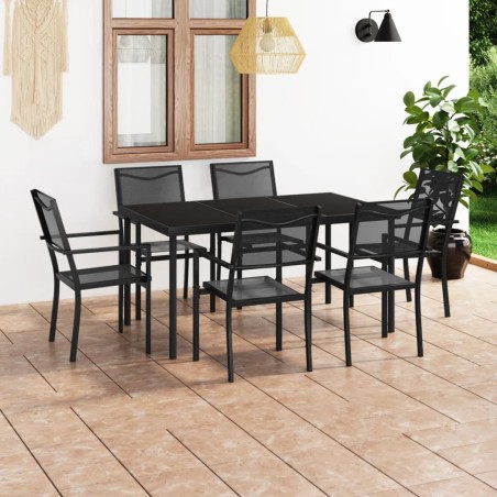 vidaXL Juego de comedor para jardín 7 piezas acero