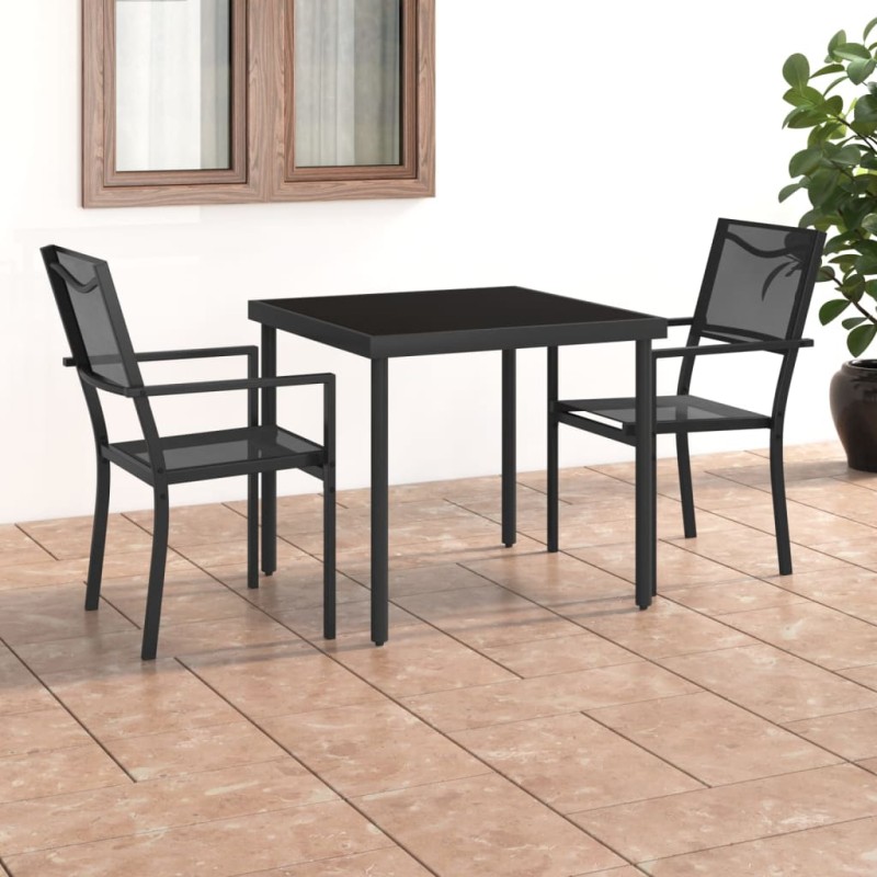 vidaXL Juego de comedor para jardín 3 piezas acero vidaXL Juego de comedor para jardín 3 piezas acero