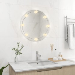 vidaXL Espejo de pared con luces LED redondo de vidrio