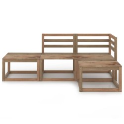 vidaXL Muebles de jardín 4 pzas cojines madera pino impregnada marrón