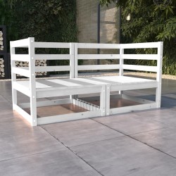 vidaXL Sofá de jardín 2 plazas blanco madera maciza pino