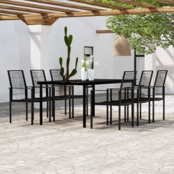vidaXL Juego de comedor de jardín 7 piezas negro
