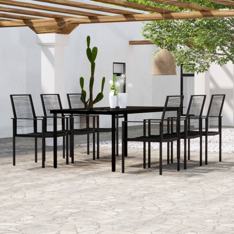 vidaXL Juego de comedor de jardín 7 piezas negro vidaXL Juego de comedor de jardín 7 piezas negro