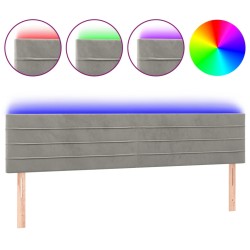 vidaXL Cabecero con LED de terciopelo gris claro 180x5x78/88 cm