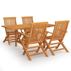 vidaXL Juego de comedor para jardín 5 piezas madera maciza teca