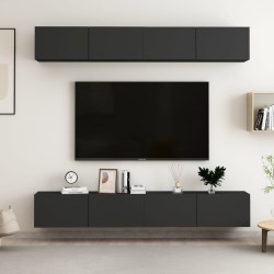 vidaXL Muebles de salón 4 uds madera ingeniería negro 100x30x30 cm