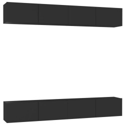 vidaXL Muebles de salón 4 uds madera ingeniería negro 100x30x30 cm