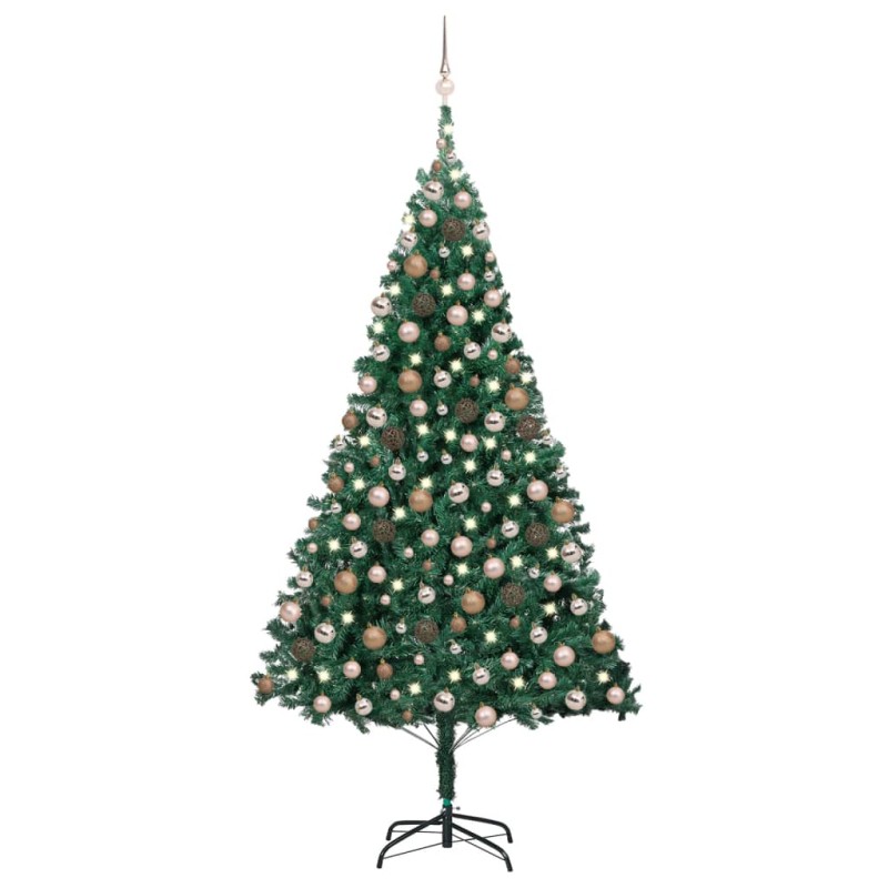 vidaXL Árbol de Navidad preiluminado con luces y bolas verde 210 cm vidaXL Árbol de Navidad preiluminado con luces y bolas verde 210 cm