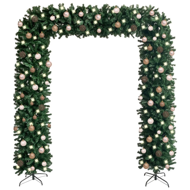 vidaXL Arco árbol de Navidad con LEDs y bolas verde 240 cm vidaXL Arco árbol de Navidad con LEDs y bolas verde 240 cm