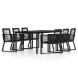 vidaXL Juego de comedor de jardín 7 piezas negro