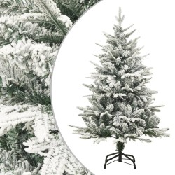 vidaXL Árbol de Navidad con LED, nieve y bolas PVC&PE verde 120 cm
