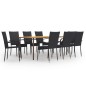 vidaXL Set de muebles de comedor de jardín 9 piezas ratán PE negro vidaXL Set de muebles de comedor de jardín 9 piezas ratán PE negro