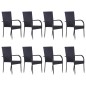 vidaXL Set de muebles de comedor de jardín 9 piezas ratán PE negro vidaXL Set de muebles de comedor de jardín 9 piezas ratán PE negro
