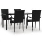 vidaXL Juego de comedor de jardín 5 piezas ratán sintético negro vidaXL Juego de comedor de jardín 5 piezas ratán sintético negro