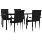 vidaXL Juego de comedor de jardín 5 piezas ratán sintético negro vidaXL Juego de comedor de jardín 5 piezas ratán sintético negro