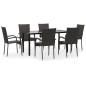 vidaXL Juego de comedor de jardín 7 piezas ratán sintético marrón