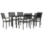 vidaXL Juego de comedor para jardín 7 piezas acero y textilene negro