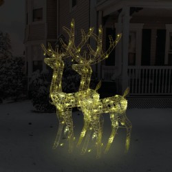 vidaXL Adorno de renos de Navidad acrílico 2 uds blanco cálido 120 cm