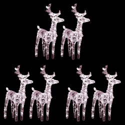 vidaXL Renos de Navidad 6 unidades 240 LEDs blanco cálido acrílico