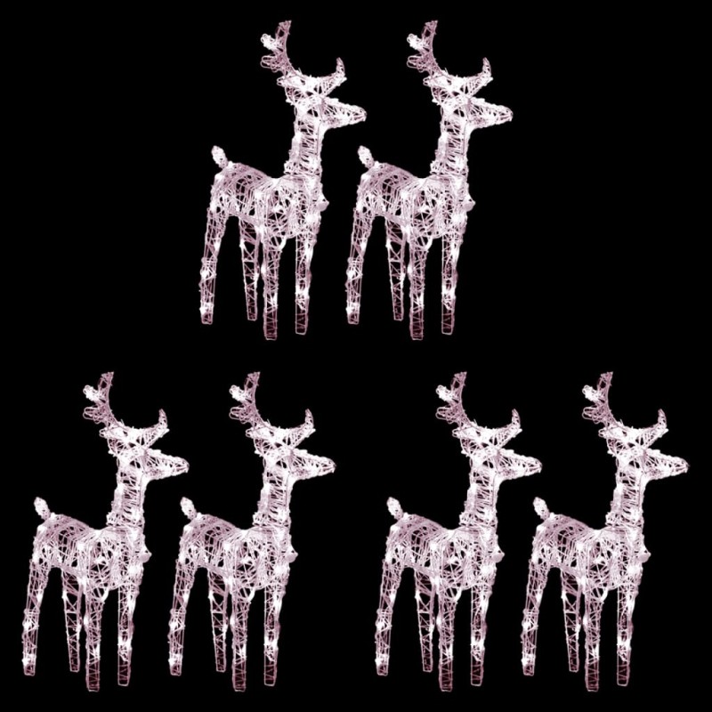 vidaXL Renos de Navidad 6 unidades 240 LEDs blanco cálido acrílico vidaXL Renos de Navidad 6 unidades 240 LEDs blanco cálido acrílico