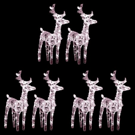 vidaXL Renos de Navidad 6 unidades 240 LEDs blanco cálido acrílico