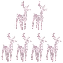 vidaXL Renos de Navidad 6 unidades 240 LEDs blanco cálido acrílico