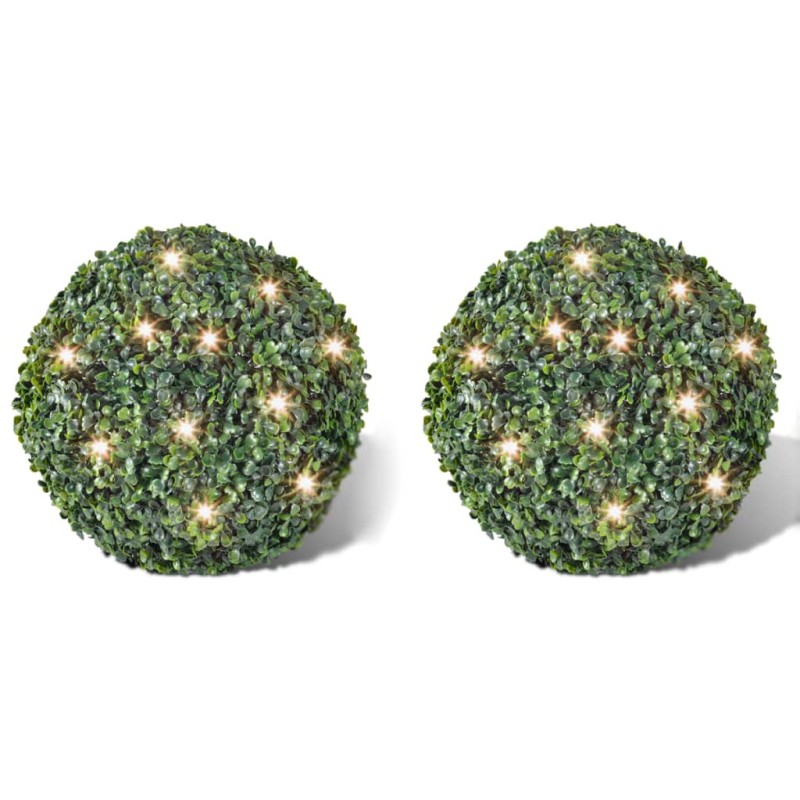 Hoja Artificial Bola de poda 27 cm Con cuerda de LED solar 2 piezas Hoja Artificial Bola de poda 27 cm Con cuerda de LED solar 2 piezas