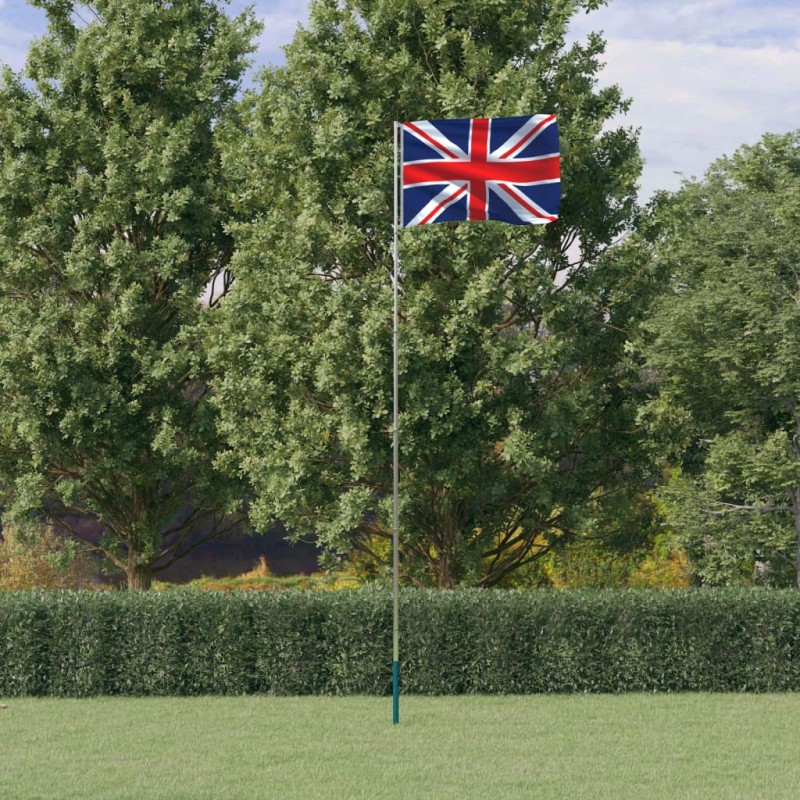 vidaXL Mástil y bandera de Reino Unido aluminio 5,55 m vidaXL Mástil y bandera de Reino Unido aluminio 5,55 m