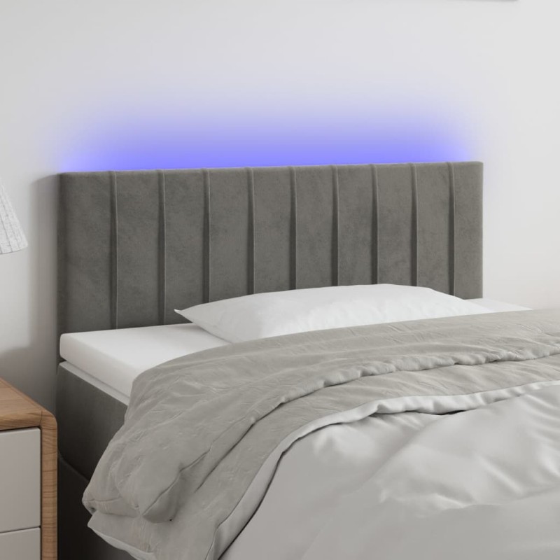 vidaXL Cabecero con LED de terciopelo gris claro 100x5x78/88 cm vidaXL Cabecero con LED de terciopelo gris claro 100x5x78/88 cm