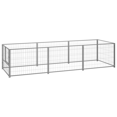 vidaXL Perrera plateada 3 m² acero