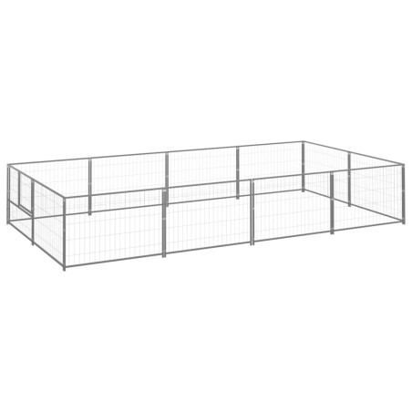 vidaXL Perrera plateada 8 m² acero