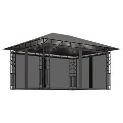 vidaXL Cenador con mosquitera tira luz LED antracita 4x3x2,73m 180g/m²